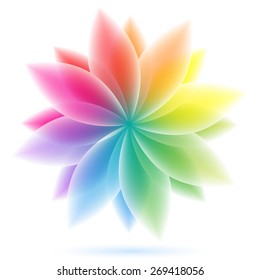 Vector illustration of abstract geometric rainbow flower. Clip-art