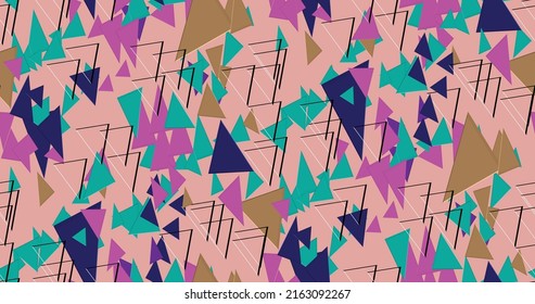 Vector illustration of abstract geometric seamless pattern with triangle and line shape in creative colorful for fashion, fabric, textile, and prints