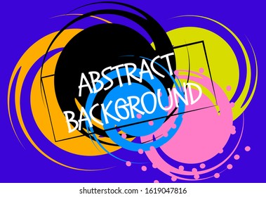 Vector illustration. Abstract geometric shapes on a bright blue background. Colored dynamic circles.