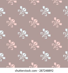 vector illustration of abstract geometric shapes, in pink, blue and brown, inspired from the traditional east European style