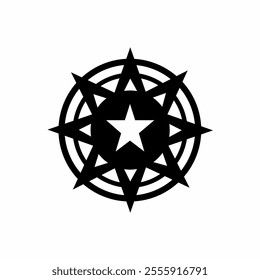 Vector illustration of abstract geometric star with circular elements isolated on white background. Suitable for artistic and decorative purposes.