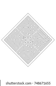 Vector illustration of abstract geometric tribal ornament, isolated black outlines object ready to use