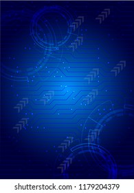 Vector illustration of abstract geometrical with light on dark blue background. The concept  vector technology with line elements, star, and circle in corner. for your design.