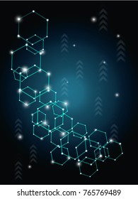 Vector illustration of abstract geometrical with light blue and white. The concept  vector dark blue technology background with hexagon and circle. pattern in the good for your design.