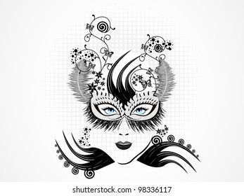 Vector illustration of abstract girl with designer mask. EPS 10.