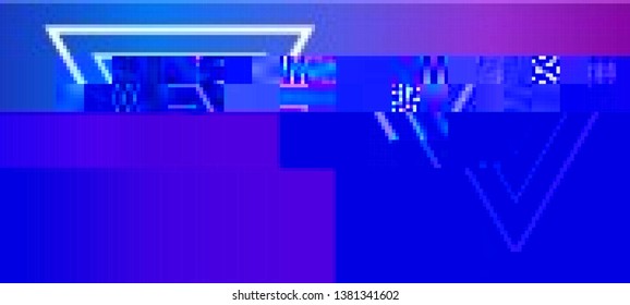 Vector illustration of an abstract glitch background. Cyberpunk concept. Colorful techno backdrop with aesthetics of vaporwave style of 80's. The image format is suitable for printing on a mug.