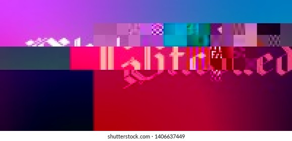 Vector illustration of an abstract glitch background. Cyberpunk concept. Colorful techno backdrop with aesthetics of vaporwave style of 80's. The image format is suitable for printing on a mug.