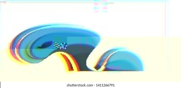 Vector illustration of an abstract glitch background. Cyberpunk concept. Colorful techno backdrop with aesthetics of vaporwave style of 80's. The image format is suitable for printing on a mug.