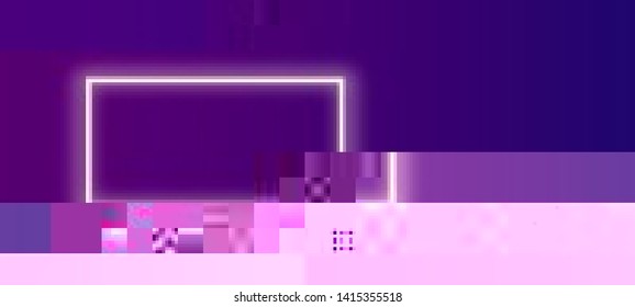 Vector illustration of an abstract glitch background. Cyberpunk concept. Colorful techno backdrop with aesthetics of vaporwave style of 80's. The image format is suitable for printing on a mug.