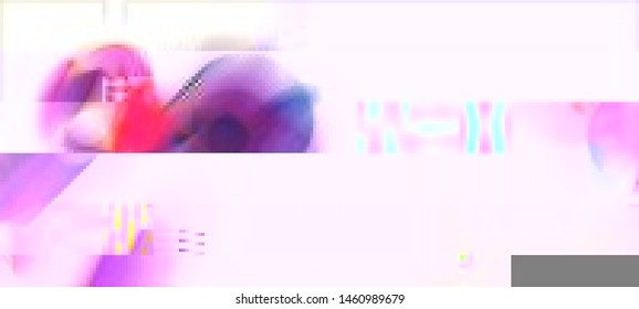 Vector illustration of an abstract glitch background. Cyberpunk concept. Colorful techno backdrop with aesthetics of vaporwave style of 80's. The image format is suitable for printing on a mug.