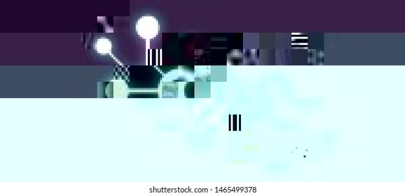 Vector illustration of an abstract glitch background. Cyberpunk concept. Colorful techno backdrop with aesthetics of vaporwave style of 80's.