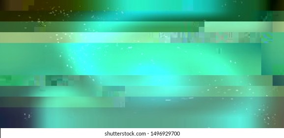 Vector illustration of an abstract glitch background. Cyberpunk concept. Colorful techno backdrop with aesthetics of vaporwave style of 80's.