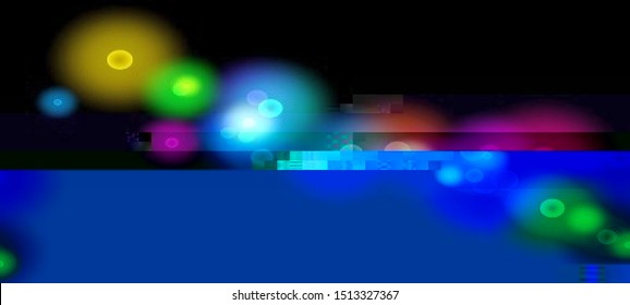 Vector illustration of an abstract glitch background. Cyberpunk concept. Colorful techno backdrop with aesthetics of vaporwave style of 80's.
