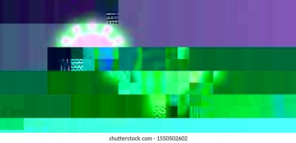 Vector illustration of an abstract glitch background. Cyberpunk concept. Colorful techno backdrop with aesthetics of vaporwave style of 80's. Creative graphic design for poster,brochure,flyer and card