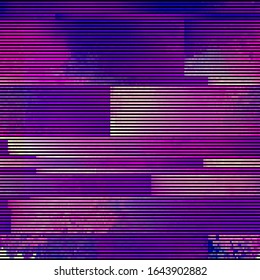 Vector illustration of an abstract glitch background. Cyberpunk concept. Colorful techno backdrop with aesthetics of vaporwave style of 80's. Creative graphic design for poster,brochure,flyer and card