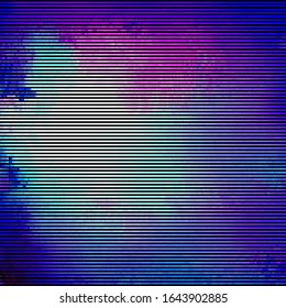 Vector illustration of an abstract glitch background. Cyberpunk concept. Colorful techno backdrop with aesthetics of vaporwave style of 80's. Creative graphic design for poster,brochure,flyer and card