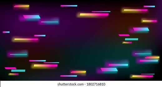 Vector illustration of an abstract glitch background. Cyberpunk concept. Colorful techno backdrop with aesthetics of style of 80's. Place for text