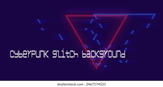 Vector illustration of an abstract glitch background. Cyberpunk concept. Colorful techno backdrop with aesthetics of vaporwave style of 80's.