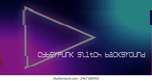 Vector illustration of an abstract glitch background. Cyberpunk concept. Colorful techno backdrop with aesthetics of vaporwave style of 80's.