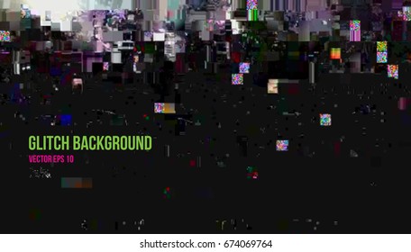 Vector illustration of abstract glitch effect background, data loss, damaged digital information, signal error, bug, digital noise. Vector EPS 10