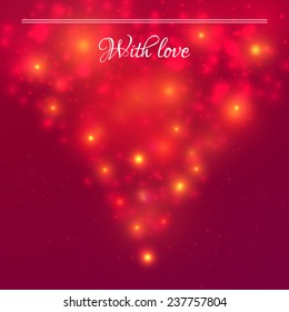 Vector illustration of abstract glow particles in red, orange and yellow tones for Christmas, Valentine's day or any greetings