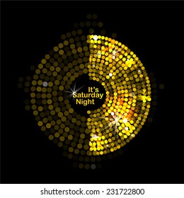 Vector illustration of abstract gold disco lights frame