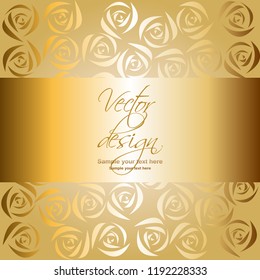 Vector illustration of Abstract golden background. Gold flowers