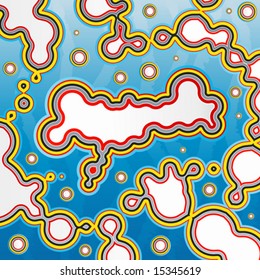 Vector illustration of an abstract goo background with funky party blue water colors and smooth celebration shapes.