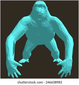 Vector illustration of abstract gorilla, consisting of triangular polygons