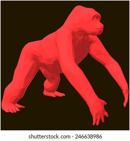 Vector illustration of abstract gorilla, consisting of triangular polygons