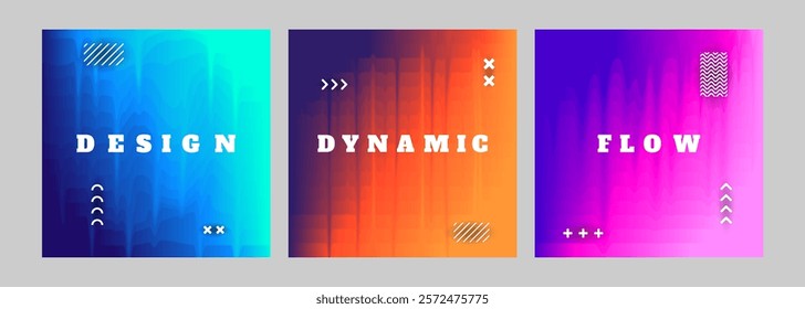 Vector illustration. Abstract gradient background with fluid textures and dynamic waves. Futuristic design with holographic effects and geometric elements. Design for web banner, social media template