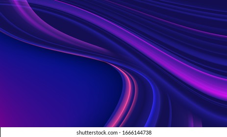 A vector illustration of abstract gradient streaks in curvy shape and in purple color.