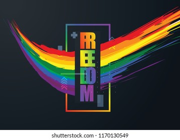 vector illustration. Abstract graphic design, multicolored flag symbol of the movement of LGBT community. free choice of love for everyone. Modern Art graphics business cards, invitations, gift cards