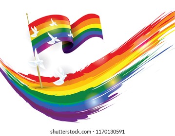 vector illustration. Abstract graphic design, multicolored flag symbol of the movement of LGBT community. free choice of love for everyone. Modern Art graphics business cards, invitations, gift cards