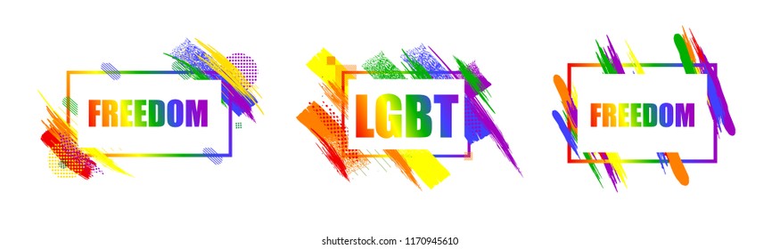 vector illustration. Abstract graphic design, multicolored flag symbol of the movement of LGBT community. free choice of love for everyone. Modern Art graphics business cards, invitations, gift cards