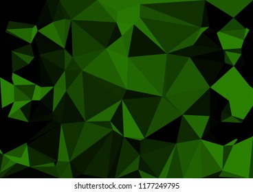 Vector illustration, abstract green backdrop in modern style, geometric color lowpoly background with triangles
