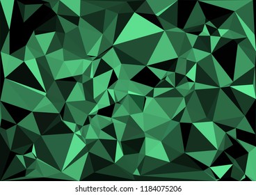 Vector illustration, abstract green background in modern style, geometric color lowpoly pattern with triangles