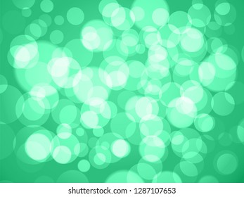 Vector illustration. Abstract green bokeh background.
