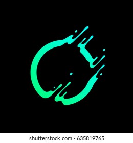 Vector illustration. Abstract green circle. Dynamic splash liquid shape. Background for poster, cover, banner, placard. Logo design
