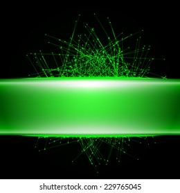 Vector illustration of abstract green laser background with banner for Your design