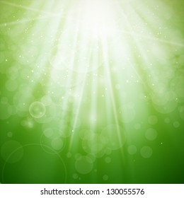 Vector Illustration of an Abstract Green Light Background