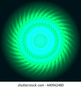 vector illustration of abstract green neon spiral