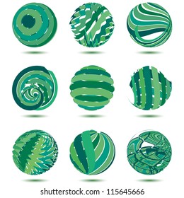 Vector illustration of abstract green spheres.