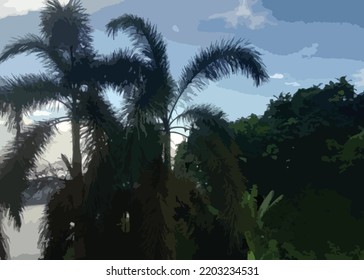 vector illustration: abstract green trees and plants for decorative decoration, background and wallpaper