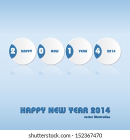 Vector illustration of abstract greeting  card for Happy New Year 2014. Blue tone.
