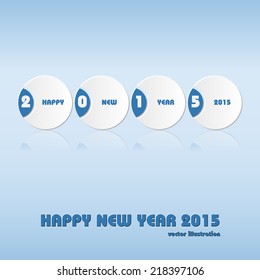 Vector illustration of abstract greeting  card for Happy New Year 2015. Blue tone.