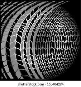 Vector illustration of abstract grey scale  black and white 3d dimensional drawing. Abstract waterfall, flowing, mountain, tire traces, hand drawn.