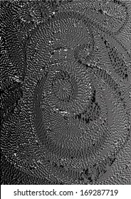 A vector illustration of abstract greyscale swirly backdrop. Pattern / background hand drawn. Dark, night, river, landscape.