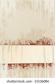 Vector illustration of an abstract grunge floral frame with halftone