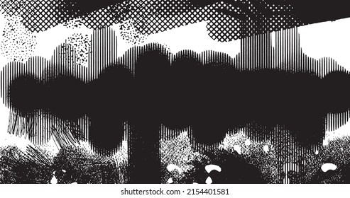 vector illustration of abstract grunge halftone black and white distressed background